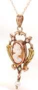 Antique Cameo and seed pearl pendant on chain