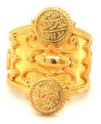 22kt Yellow gold double coin cuff ring