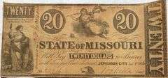 $20 State of Missouri Jefferson City Jan 1 1863 Series