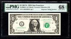 Superb $1 2017A S.F. Repeater Note 49524952 PMG 68 EPQ!