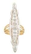 Vintage 0.32ctw Diamond Two Tone Elongated Marquise Shaped Ring in 14K and 18K