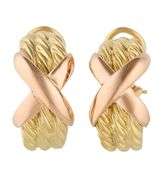 Vintage David Yurman Cable X Two Tone Hoop Earrings in 18K