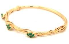 Vintage 14K YG Bangle with Emeralds