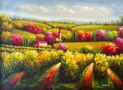 VINEYARD FIELD  PAINTING ON CANVAS