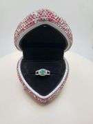 Victorian natural emeralds and diamond accent ring