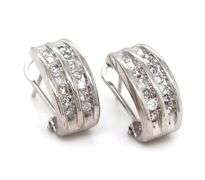 14kt White gold 0.30ctw 2 row diamond hoop