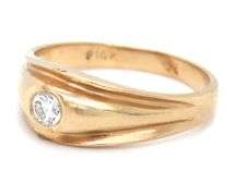 Easy to Wear 14K YG Ring with Bezel Set Diamond