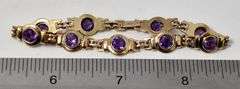 Beautiful 10K Yellow Gold Amethyst Gemstone Bracelet