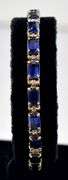 Stunning 10K Yellow Gold Blue Gemstone Bracelet