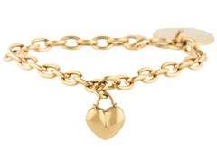 Tiffany & Co. Round Disk and Heart Shaped Charm Link Bracelet in 18K