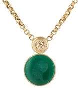 Multi Colored Carved Intaglio Station Pendant Necklace in 14K
