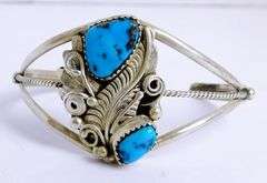 Vintage Sterling Turquoise Native American Indian Cuff