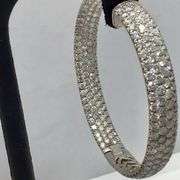18K White Gold Round Brilliant Cut 17 Carat Diamond Hoops