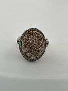 certified ladies 14k white gold and diamond ring with rose gold accent