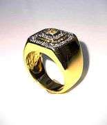Men's 14 Kt Gold Plate 5.75 Cttw. Lab Simulated Diamond Ring.