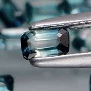 Heated only! 4.22ct emerald cut Australian Sapphire set