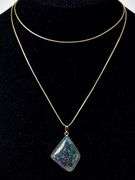 Colorful 14K Yellow Gold Black Opal Pendant Necklace