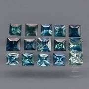 Stunning! 3.37ct set of blue green princess cut Sapphires
