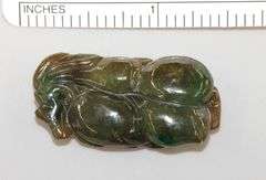Natural Jadeite Gourds on Leaf Amulet