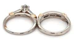 14kt White gold 1ctw RBC and baguette engagement set ring