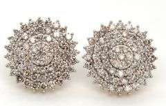 10kt Yellow gold Top light brown cluster diamond earrings