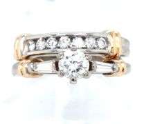 14kt White gold 1ctw RBC and baguette engagement set ring