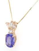 14kt Yellow gold oval Tanzanite and marquise, RBC enhancer pendant on chain