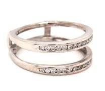 14kt White gold 0.15ctw double row diamond ring guard