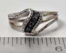 Blue and White Diamond Ring in Sterling Silver