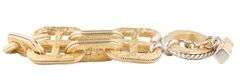 Italian Hammered Two Tone Marina Link Toggle Bracelet in 14K