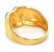 22kt Yellow gold 3 stone Turquoise ring
