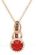 LeVian chocolatier cushion fire opal and white and chocolate diamond halo pendant on chain