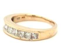 14kt Yellow gold 0.75ctw princess cut channel set graduated band