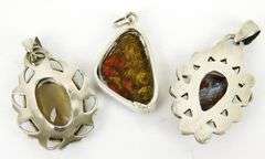 3 Sterling Silver Gemstone Pendants
