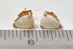 Beautiful 14K Yellow Gold Opal Gemstone Stud Earrings