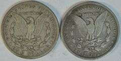Nice pair of key date 'S' Mint Morgan Silver Dollars from 1884-S and 1892-S