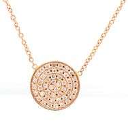 18kt Yellow gold 0.50ctw Pave diamond disc pendant on chain