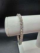 18 Kt White Gold Plated Lab Simulated 26 Ctw White Diamond Tennis Bracelet
