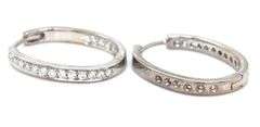 18kt White gold 0.55ctw diamond in out hoop earrings
