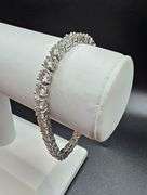 18 Kt White Gold Plated Lab Simulated 26 Ctw White Diamond Tennis Bracelet