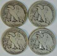 1919, 1919-S, 1920, & 1920-D Walking Liberty Half Dollars