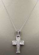 18kt White gold 5ctw Invisible set princess cut diamond cross pendant on chain