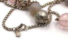 David Yurman Rose quartz moonstone and Chalcedony Elements station necklace