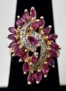 Dazzling 14K Yellow Gold Ruby Gemstone and Diamond Ring