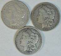 3 Diff. Scarce nice Carson City Morgan Silver Dollars: 82-CC, 90-CC, & 91-CC