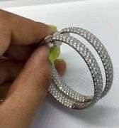18K White Gold Round Brilliant Cut 17 Carat Diamond Hoops