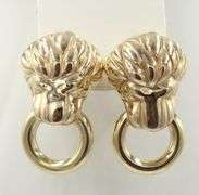 18kt Yellow gold Lion head door knocker earrings