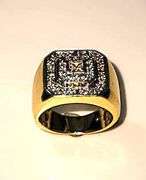 Men's 14 Kt Gold Plate 5.75 Cttw. Lab Simulated Diamond Ring.