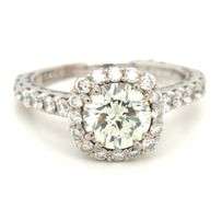 18kt White gold Tacori 1ct round brilliant cut and 0.65ctw diamond halo engagement ring