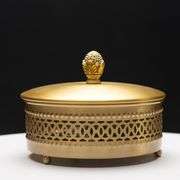 Gold Brass Keepsake Box with Strawberry Handle
